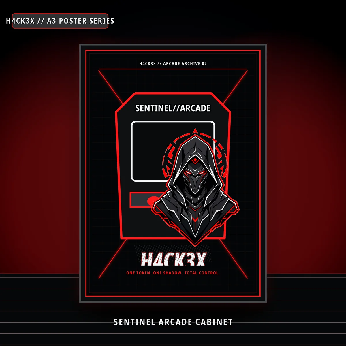 H4CK3X Drop 02 lab preview — retro arcade poster mockup (temporary)